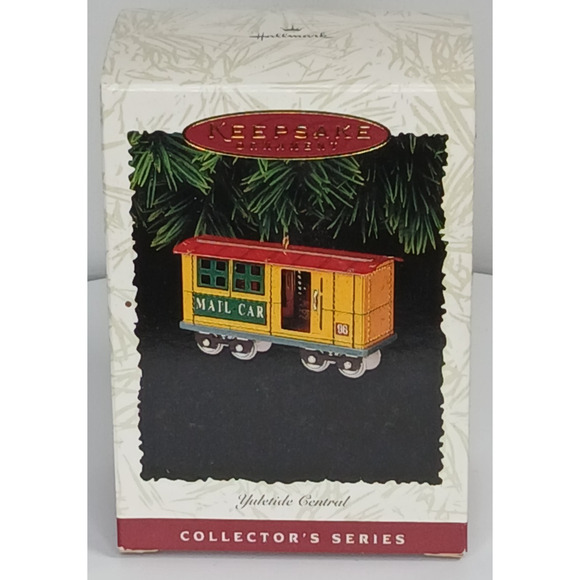 Hallmark Keepsake Ornament Yuletide Central Mail Car Train #3 In Series 1996 - Picture 2 of 11
